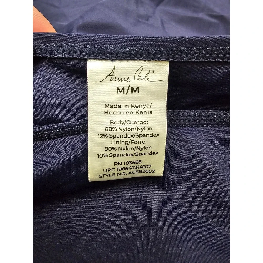 Anne Cole Womens Swim Skirt Navy Nylon Blend UPF 50 Beach Casual Size Medium
